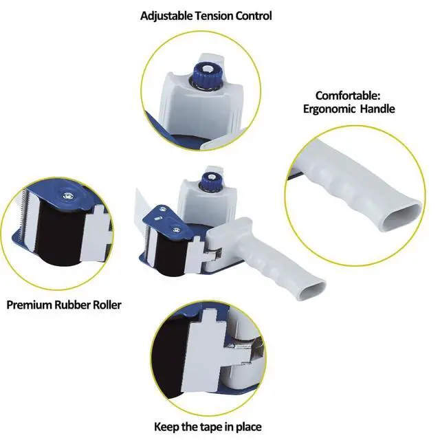 Alt view image 2 of 7 - Heavy Duty Packing Tape 6 Rolls with Tape Gun, Clear, 2.7 mil, 1.88 inch x 55 Yards, Ultra Strong, Refill for Packaging and Shipping