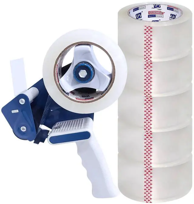 Main image of Heavy Duty Packing Tape 6 Rolls with Tape Gun, Clear, 2.7 mil, 1.88 inch x 55 Yards, Ultra Strong, Refill for Packaging and Shipping