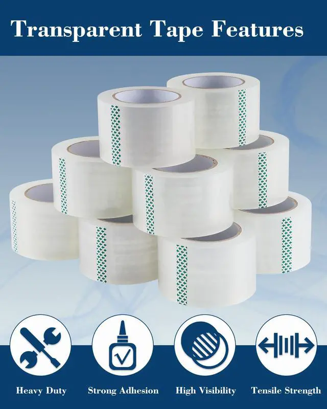Alt view image 3 of 7 - Heavy Duty Packing Tape 12 Rolls, Wide Packaging Tape, 3 in. x 90 Yd., 3 Mil Thick, Clear, Commercial Grade Carton Packaging Tape Refills, Shipping, Mailing, Moving Supplies & Storage