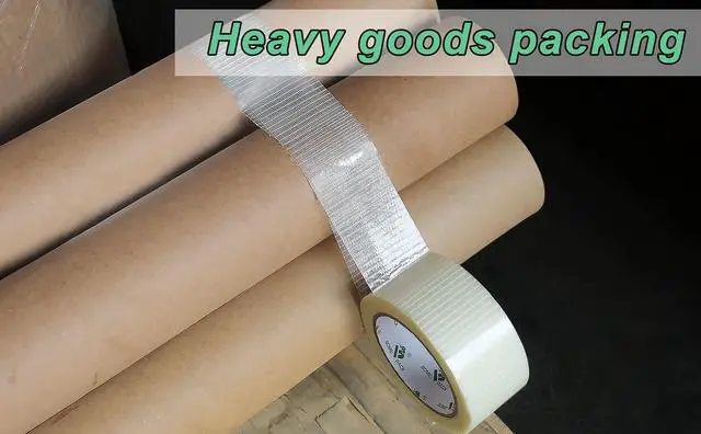 Alt view image 4 of 7 - Transparent Bi-Directional Filament Strapping Tape, 6.7 Mil x 2 Inch x 30yds, Fiberglass Reinforced Tape
