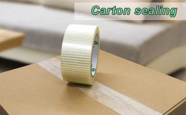 Alt view image 5 of 7 - Transparent Bi-Directional Filament Strapping Tape, 6.7 Mil x 2 Inch x 30yds, Fiberglass Reinforced Tape