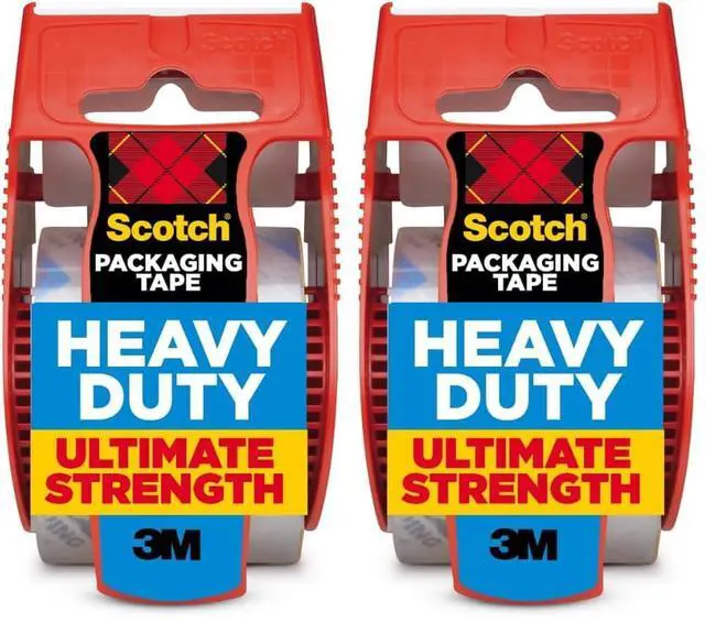 Main image of Heavy Duty Shipping Packing Tape, Clear, Shipping and Packaging Supplies, 1.88 in. x 27.7 yd., 1 Tape Roll with Dispenser (Pack of 2)
