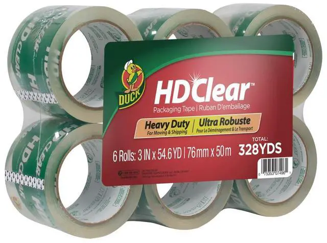 Main image of HD Clear Extra Wide Packing Tape - 6 Rolls of Heavy Duty Shipping and Moving Packing Tape Clear Strong Packaging Tape for Boxes, Packing and Moving Supplies - 3 In. x 54.6 Yards (307352)