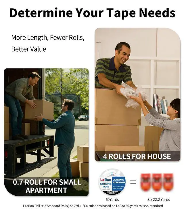 Alt view image 6 of 7 - Heavy Duty Packing Tape with Metal Dispenser, 2.7 Mil Ultra-Thick Shipping Tape for Moving & Packaging, 1.88 Inch x 360 Yards, Crystal Clear Tape Refills for Boxes, Easy Start & Long-Lasting