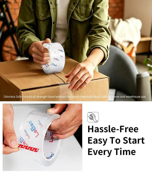 Alt view image 7 of 7 - Heavy Duty Packing Tape with Metal Dispenser, 2.7 Mil Ultra-Thick Shipping Tape for Moving & Packaging, 1.88 Inch x 360 Yards, Crystal Clear Tape Refills for Boxes, Easy Start & Long-Lasting
