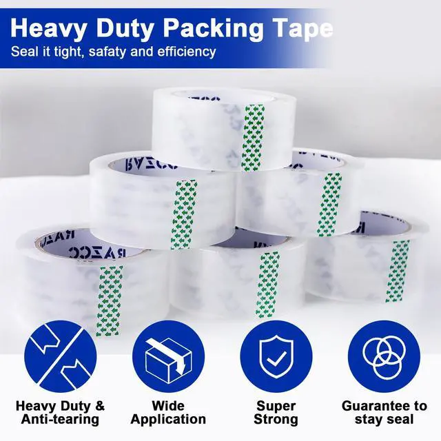 Alt view image 3 of 7 - Clear Packing Tape, 18 Rolls Heavy Duty Packaging Tape with Dispensers for Packing Shipping Moving and Sealing, Thicker Packing Tape-2" x 65 Yards Per Roll, 1170 Total Yards