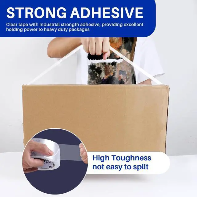 Alt view image 5 of 7 - Clear Packing Tape, 18 Rolls Heavy Duty Packaging Tape with Dispensers for Packing Shipping Moving and Sealing, Thicker Packing Tape-2" x 65 Yards Per Roll, 1170 Total Yards