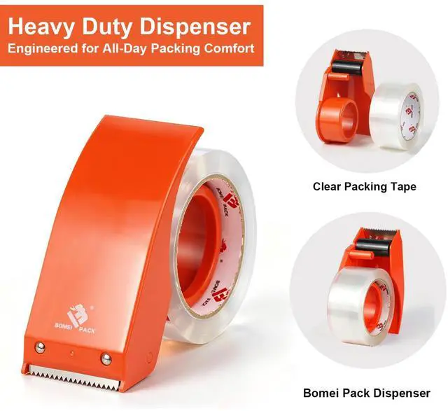 Alt view image 3 of 7 - Heavy Duty Packing Tape with Dispenser 1.88'' x 66 YDs, Clear Box Tape for Packaging Shipping Moving Storage and Mailing, Strong Package Tape 2 Rolls + 2 Dispensers, Total 132 YDs