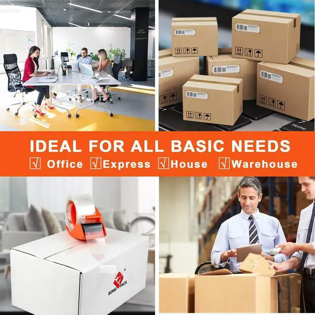 Alt view image 7 of 7 - Heavy Duty Packing Tape with Dispenser 1.88'' x 66 YDs, Clear Box Tape for Packaging Shipping Moving Storage and Mailing, Strong Package Tape 2 Rolls + 2 Dispensers, Total 132 YDs