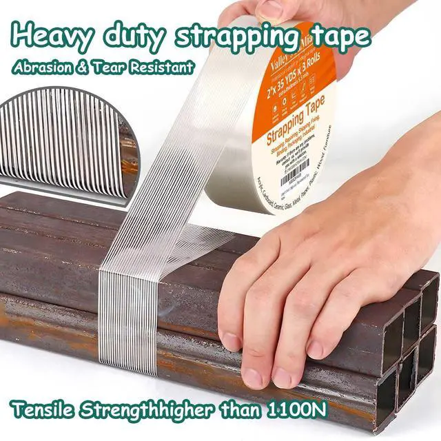 Alt view image 3 of 7 - 3Pack, Mono Transparent Strapping Tape Heavy Duty, 2in×35yds, 105yds Total, Reinforced Filament Packing, Wearproof Tape, Extra Thickness 5.5 mils