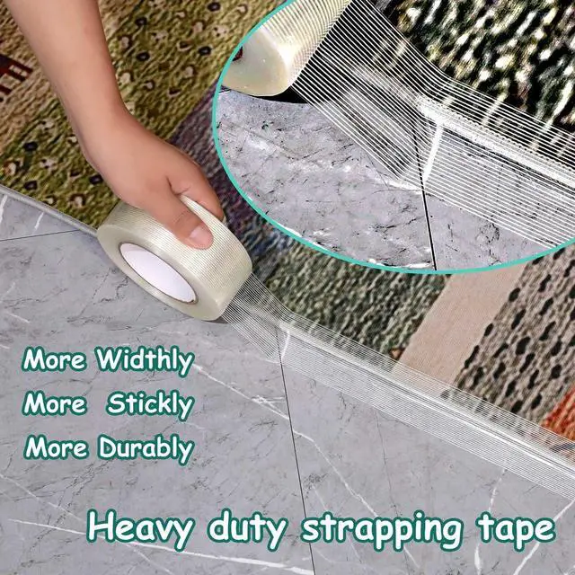 Alt view image 4 of 7 - 3Pack, Mono Transparent Strapping Tape Heavy Duty, 2in×35yds, 105yds Total, Reinforced Filament Packing, Wearproof Tape, Extra Thickness 5.5 mils
