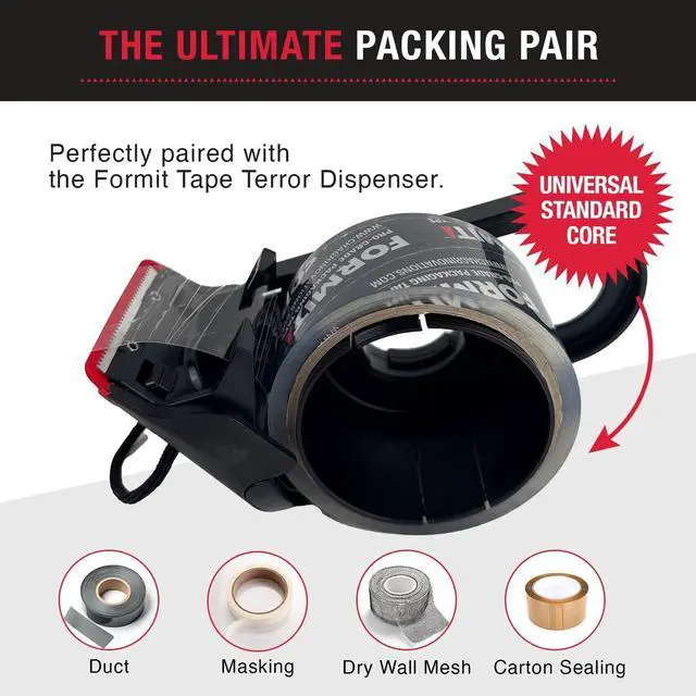 Alt view image 3 of 6 - Clear Packing Tape with Dispenser (1 Roll) - Professional Grade for Boxes - Packaging, Shipping with Refillable Dispenser, Fits Standard Bulk Tapes Up to 2" Wide