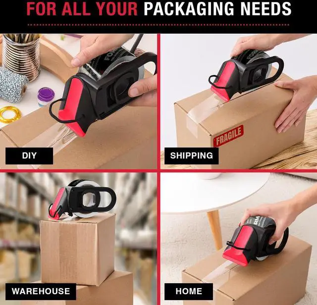 Alt view image 5 of 6 - Clear Packing Tape with Dispenser (1 Roll) - Professional Grade for Boxes - Packaging, Shipping with Refillable Dispenser, Fits Standard Bulk Tapes Up to 2" Wide