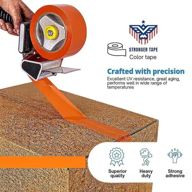 Alt view image 2 of 5 - Orange Carton Sealing Tape, Packing Tape, Moving Tape 2" x 110 Yard,2.0 mil Thick, Heavy Duty (1 Roll)