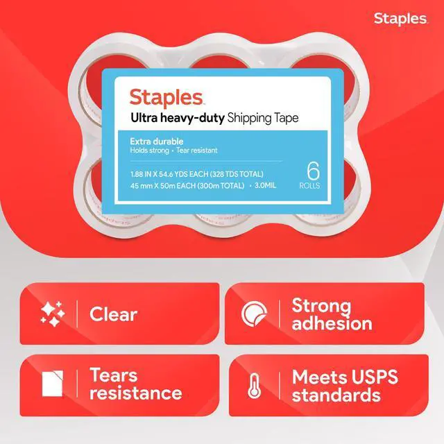 Alt view image 5 of 6 - Ultra HeavyDuty Packing Tape, 1.88 x 54.6 Yards, Clear 6/Roll Pack
