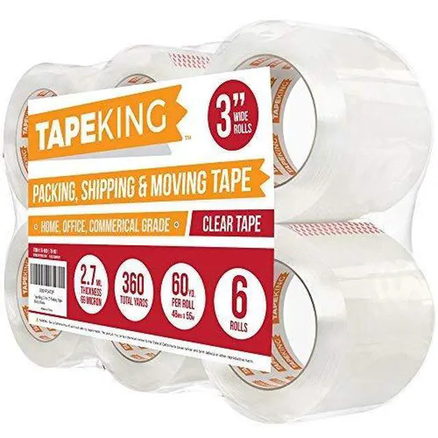 Alt view image 2 of 7 - Clear Packing Tape | 60 Yards Per Roll (6 Rolls) | 3 Inch Wide Heavy Duty Packing Tape 2.7mil Strong Adhesive for Moving Boxes, Shipping Cartons, Office Use, Storage (360 Yards)
