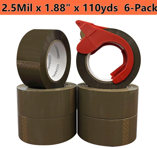 Alt view image 2 of 6 - 6-Pack Heavy Duty Brown Packing Tape with Dispenser, 2.5 mil x 1.88 inch x 110 Yards,Ultra Strong,Industrial Shipping Box Tan Packaging Tape for Moving, Office, & Storage