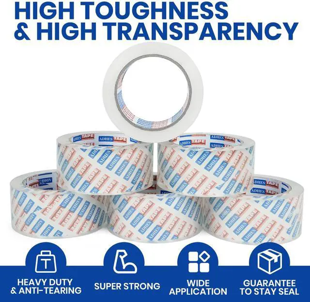Alt view image 2 of 7 - Packing Tape Shipping Tape Packaging Tape for Moving Boxes Heavy Duty Clear, 55M Per Roll 1.88 Inch Width,2.7Mil
