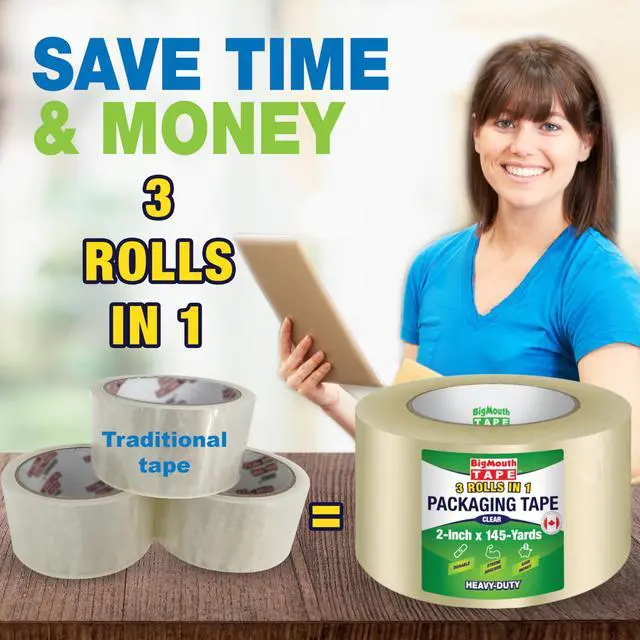 Alt view image 3 of 6 - Heavy Duty Clear Packaging Tape, 4-inch x 145 Yards (435ft), Designed for Packing, Shipping and Mailing, Strong and Durable Adhesive for a Long-Lasting Seal to Surfaces in hot or Cold
