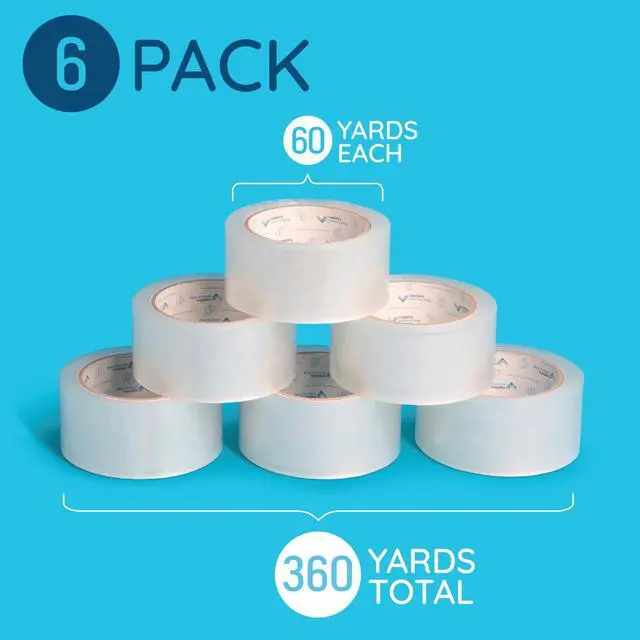Alt view image 3 of 6 - Clear Packing Tape, 1.88" x 60 yd, 2.7mil, 6 Pack