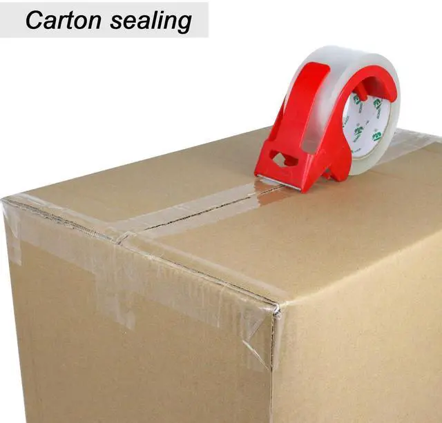 Alt view image 3 of 7 - 2 Rolls Clear Noiseless Heavy Duty Packing Tape with red Dispenser, Packaging Tape 1.88 Inches x 60Yards, 2.4mil Industrial Shipping Tape for Moving Packaging Shipping, Office & Storage