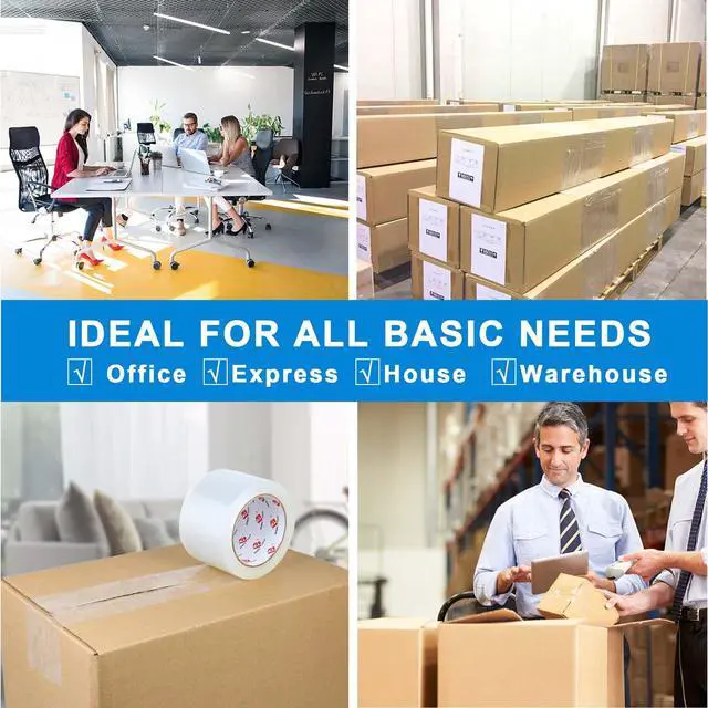 Alt view image 7 of 7 - 3" Clear Wide Packing Tape 2 Rolls, Total 110Y - 3 inch x 55 Yards, 2.4 mil Thick, Heavy Duty 3 Inch Wide Packaging Tape for Shipping, Mailing, Moving & Storage