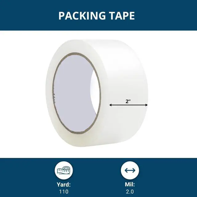 Alt view image 6 of 6 - 2 Wide Clear Packing Tape Designed for Moving Boxes Strong Commercial Grade Shipping Mailing Packaging Acrylic Tape Refill 110 Yards x 2 Mil Thick (6 Rolls)