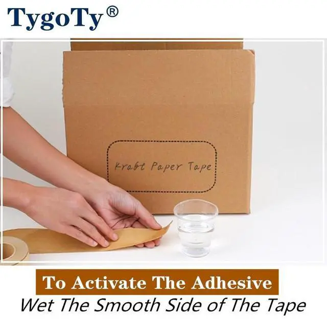 Alt view image 4 of 6 - Water Activated Gummed Reinforced 2" x 150 Feet Kraft Paper Packaging Brown Packing Box Moving Tape,Sealing Fiberglass Eco-Friendly and Recyclable Package Tape