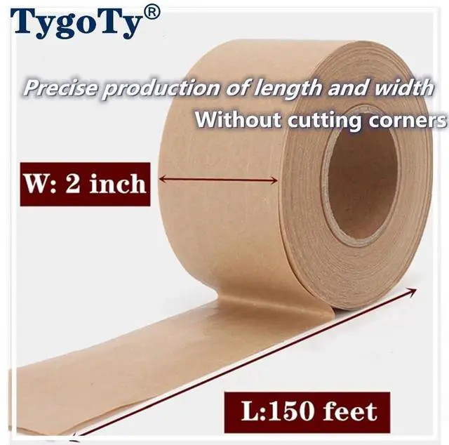 Alt view image 5 of 6 - Water Activated Gummed Reinforced 2" x 150 Feet Kraft Paper Packaging Brown Packing Box Moving Tape,Sealing Fiberglass Eco-Friendly and Recyclable Package Tape