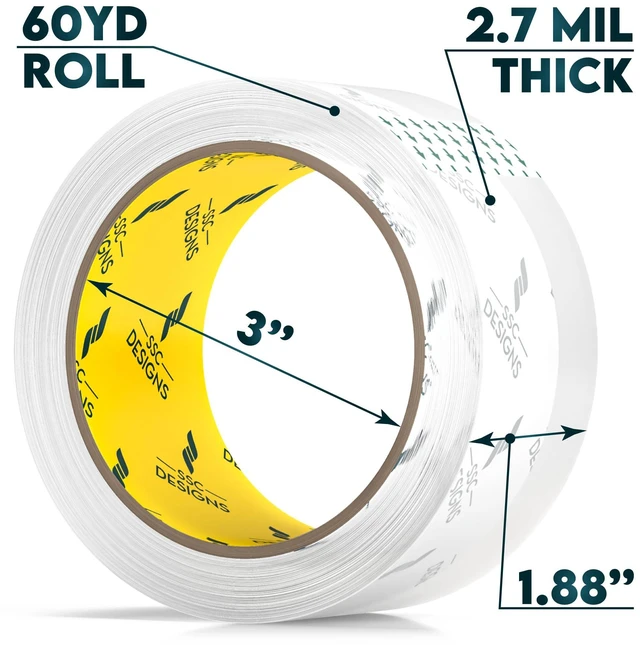 Alt view image 2 of 6 - Packing Tape Clear Packaging Tape Heavy Duty Strong Shipping Refills Dispenser Transparent Thick Moving Supplies Mailing Boxes Sealing Office Storage Home - 60 Yds x 1.88" Wide x 2.7 Mil Thick 6 Rolls