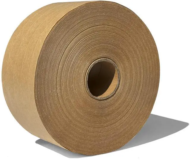 Main image of 3'' x 450 Feet Reinforced Water Activated Gummed Kraft Paper Tape, for Standard-Duty 30 lbs Break Strength, Secure Packing Shipping, Tamper Evident Gummed Tape, Brown - 1 Roll