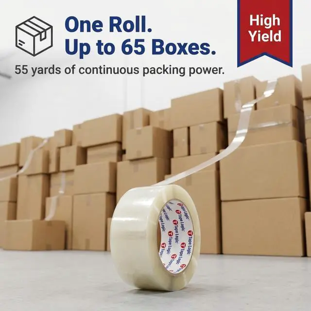 Alt view image 7 of 7 - Packing Tape 2-Rolls & Dispenser, 2" x 55 yd 2.6 Mil - Heavy Duty Clear Packaging Tape Roll for Shipping, Moving, Order Fulfillment