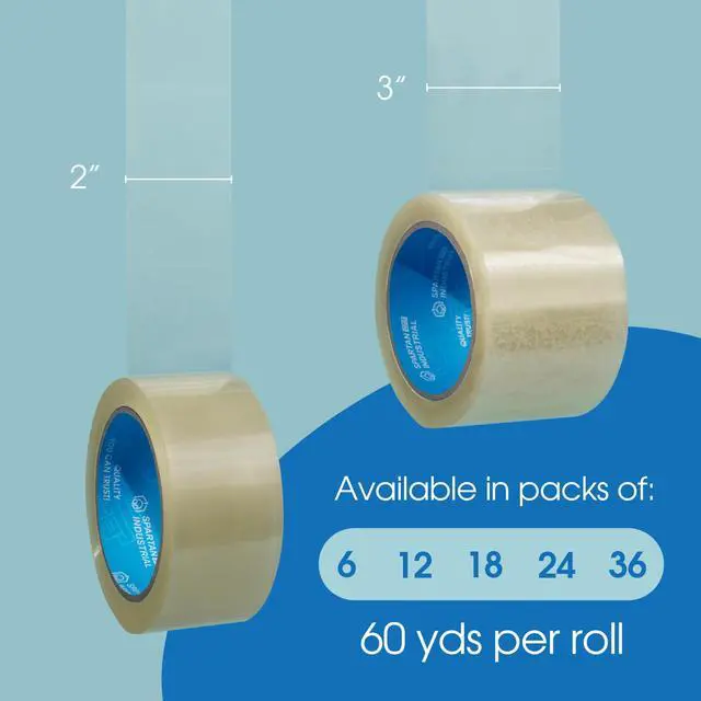 Alt view image 2 of 7 - 3" X 60 yd Clear Packing Tape Rolls - 12 of Wide Heavy Duty Tape for Packing, Moving, Shipping, and More - 2.7 Mil