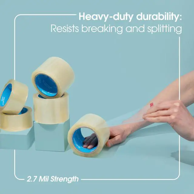Alt view image 4 of 7 - 3" X 60 yd Clear Packing Tape Rolls - 12 of Wide Heavy Duty Tape for Packing, Moving, Shipping, and More - 2.7 Mil