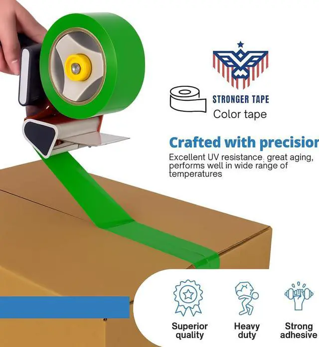 Alt view image 2 of 5 - Green Carton Sealing Tape, Packing Tape, Moving Tape 2" x 110 Yard,2.0 mil Thick,Heavy Duty Shipping Storage Tape for Carton Sealing, Packaging and Moving (1 Roll)
