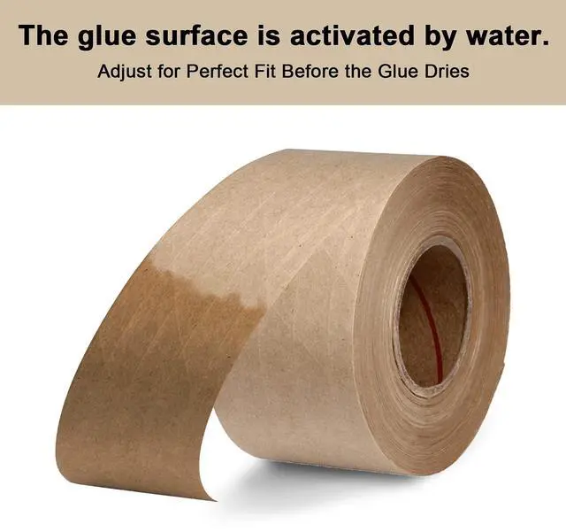 Alt view image 3 of 7 - Water Activated Tape Fiber Reinforced Packing Tape Kraft Tape 2X 165 feet Per Roll Brown Tape Gummed Paper Tape for Heavy Duty Packaging and Shipping Writable Eco-Friendly Biodegradable