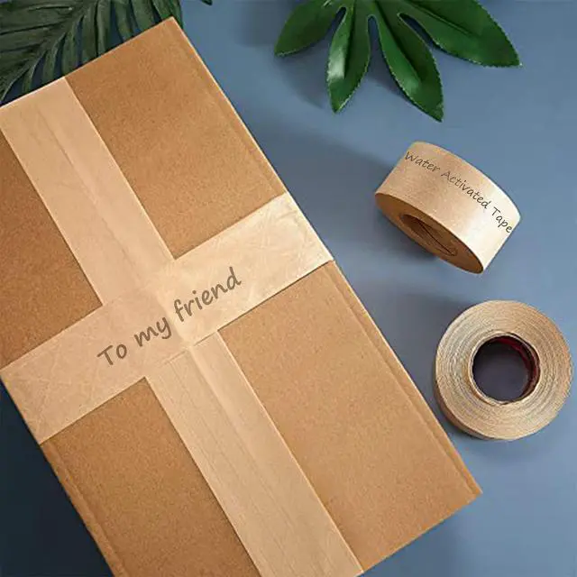 Alt view image 7 of 7 - Water Activated Tape Fiber Reinforced Packing Tape Kraft Tape 2X 165 feet Per Roll Brown Tape Gummed Paper Tape for Heavy Duty Packaging and Shipping Writable Eco-Friendly Biodegradable