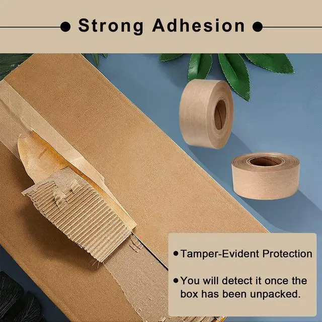 Alt view image 6 of 7 - Water Activated Tape Fiber Reinforced Packing Tape Kraft Tape 2X 165 feet Per Roll Brown Tape Gummed Paper Tape for Heavy Duty Packaging and Shipping Writable Eco-Friendly Biodegradable
