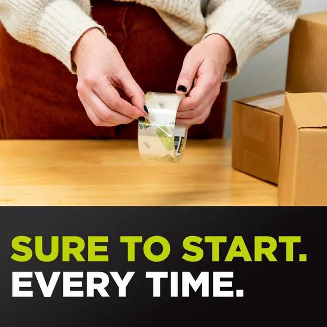 Alt view image 2 of 6 - Sure Start Packing Tape, Clear, Quiet Unwind and Easy Start, 1.88 in. x 38.2 yd., 2 Tape Rolls and 1 Dispenser