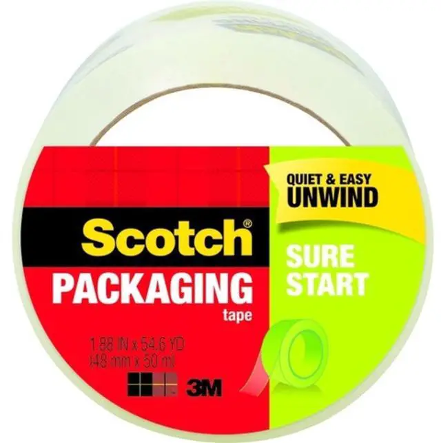 Alt view image 6 of 6 - Sure Start Packing Tape, Clear, Quiet Unwind and Easy Start, 1.88 in. x 38.2 yd., 2 Tape Rolls and 1 Dispenser