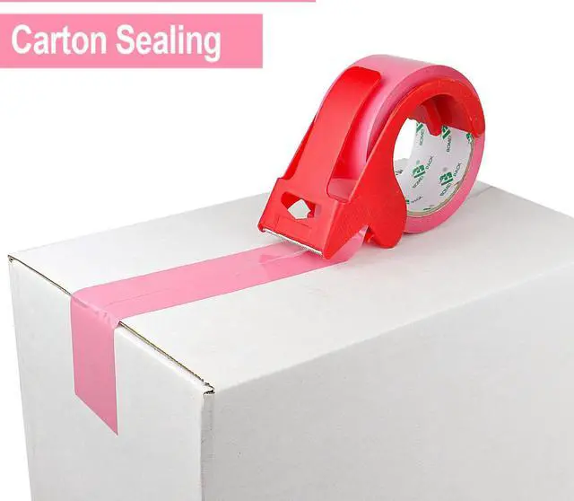 Alt view image 5 of 7 - Pink Packing Tape with Dispenser, 2.6 Mil 1.88 Inch x 60 Yards, 6 Refills Rolls Pink Box Tape for Moving, Shipping and Packaging