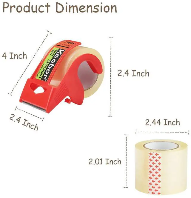 Alt view image 2 of 7 - Packing Tape with Dispenser, 12 Rolls Clear Shiping Package Tape, 2'' x 32.8 yd, 1.5'' Core, Designed for Packing, Shipping & Mailing