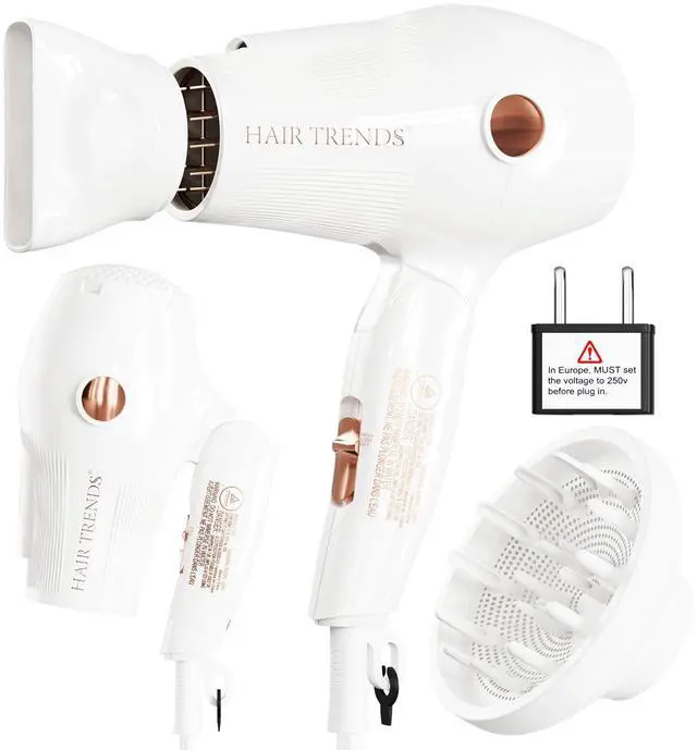 Main image of Mini with Diffuser&Concentrator,110~250V Dual Voltage Hair Dryer Blow Dryer Mini Size for European Travel, Portable Blow Dryers for Women and Men with EU Plug