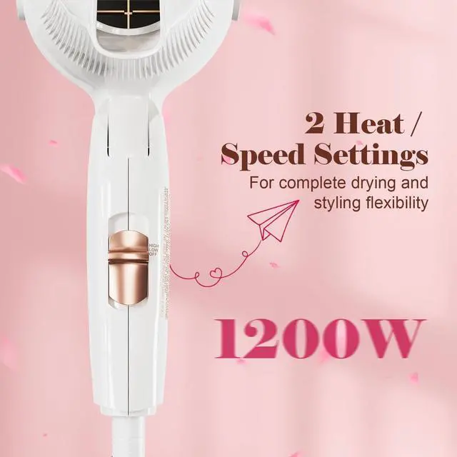 Alt view image 4 of 7 - Mini with Diffuser&Concentrator,110~250V Dual Voltage Hair Dryer Blow Dryer Mini Size for European Travel, Portable Blow Dryers for Women and Men with EU Plug