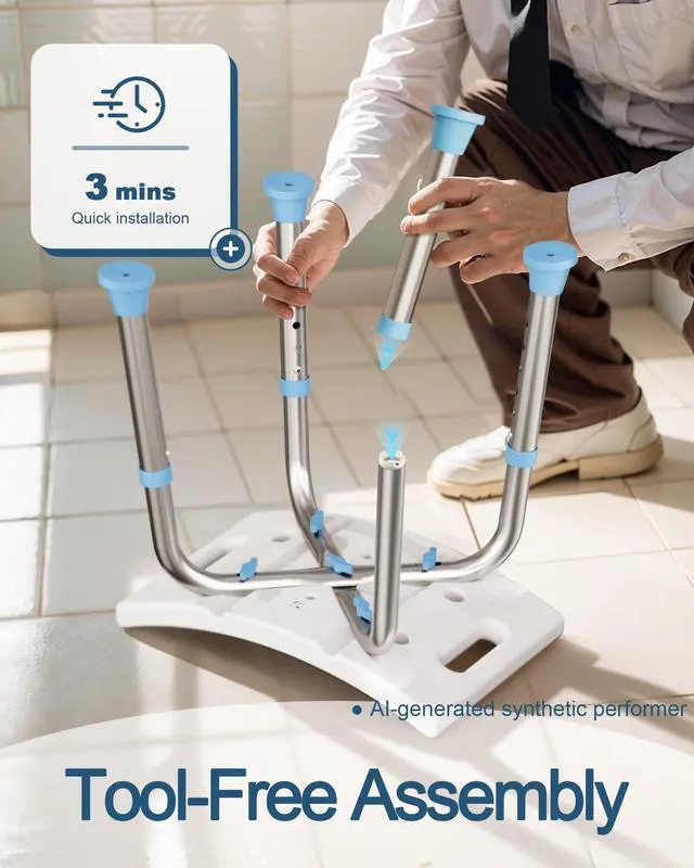 Alt view image 6 of 7 - Shower Chair for Inside Shower, 400 lbs Adjustable Shower Stool with Suction Feet, Shower Seat for Inside Tub Bathroom Bench Bath Chair for Elderly and Disabled - Light Blue