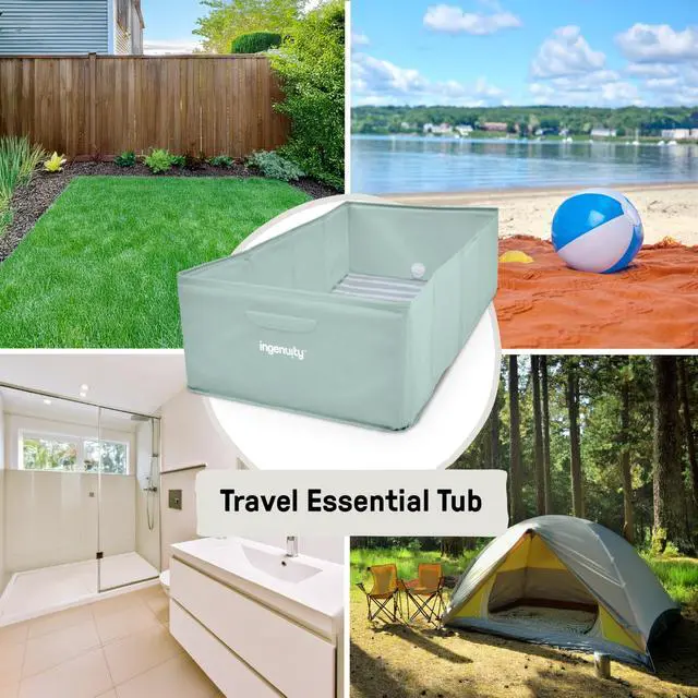 Alt view image 6 of 7 - Tuckaway Toddler Folding Tub, Converts Shower to Tub, Folds to Store, Easy to Clean, No Assembly Required, Portable Baby Bathtub for Travel, 12M-5Y, Green