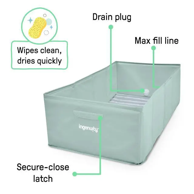 Alt view image 7 of 7 - Tuckaway Toddler Folding Tub, Converts Shower to Tub, Folds to Store, Easy to Clean, No Assembly Required, Portable Baby Bathtub for Travel, 12M-5Y, Green