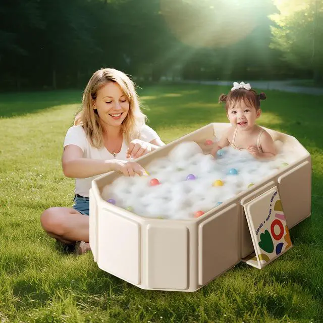 Alt view image 2 of 6 - Toddler Bath Tub for Shower, Portable Baby Bathtub, Foldable Kids Bathtub Portable, Travel & Shower Ready, Easy to Clean, Sturdy & Thick, Fits Ages 1-3