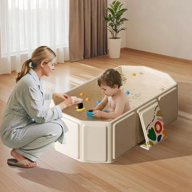 Alt view image 3 of 6 - Toddler Bath Tub for Shower, Portable Baby Bathtub, Foldable Kids Bathtub Portable, Travel & Shower Ready, Easy to Clean, Sturdy & Thick, Fits Ages 1-3