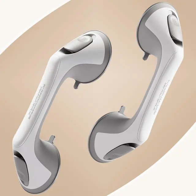 Main image of 2 Pack 12 Inch Grab Bars for Bathtubs and Showers for Seniors, Heavy Duty Shower Handle for Elderly, Suction Cup Removable Handrails Handicap Bath Grip Bathroom Upgrade Safety Grips (Gray)
